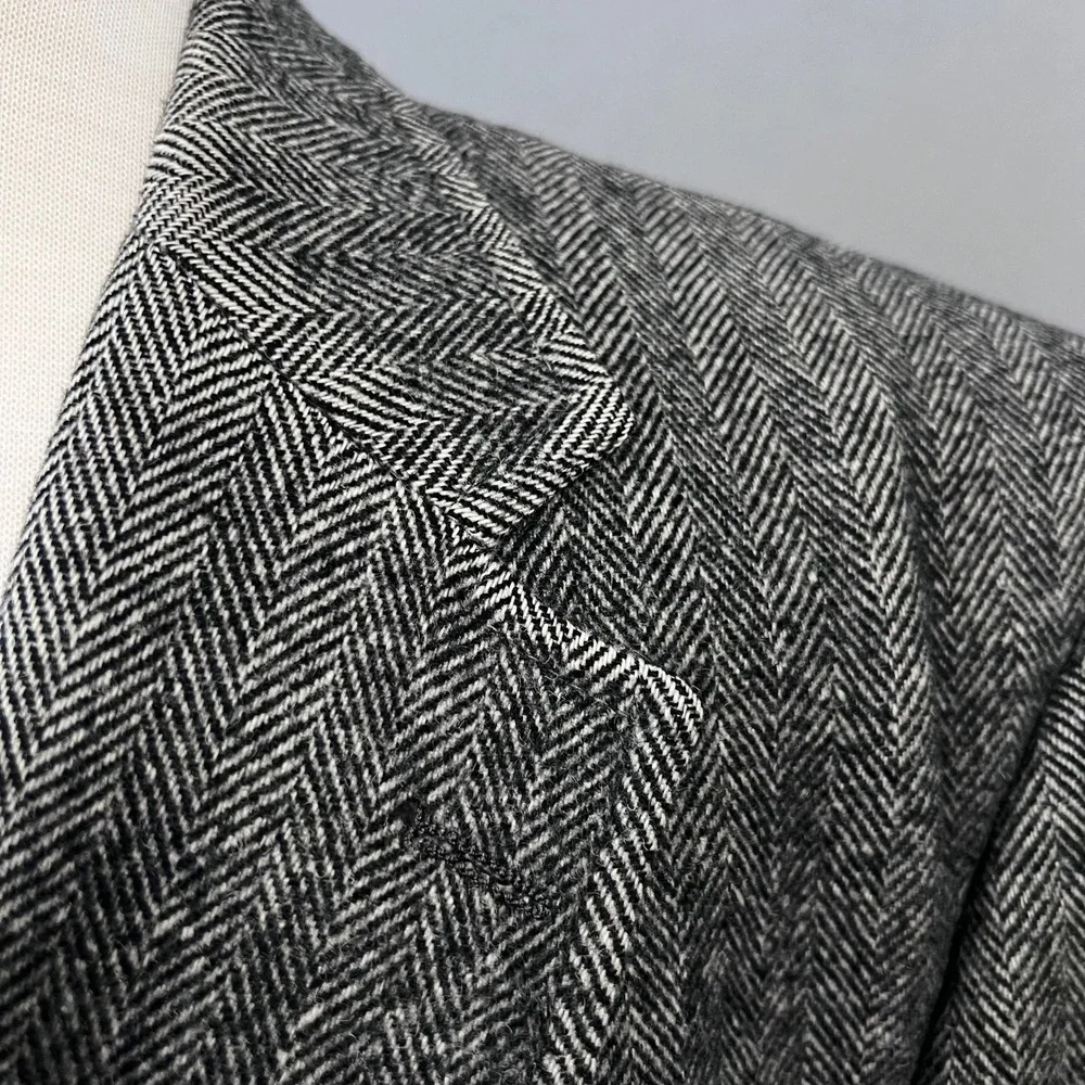 Vintage Barrister Collection Blazer Mens 44R Herringbone 100% Camel Hair Tweed